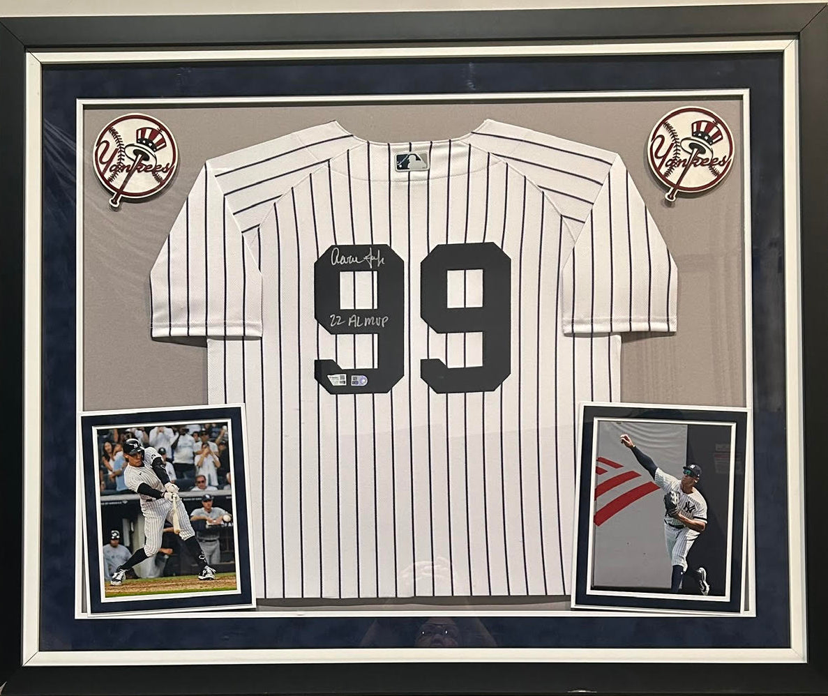 Aaron Judge Autographed "22 AL MVP" Authentic Nike Yankees Jersey Framed - Fanatics/MLB COAs - As-Is