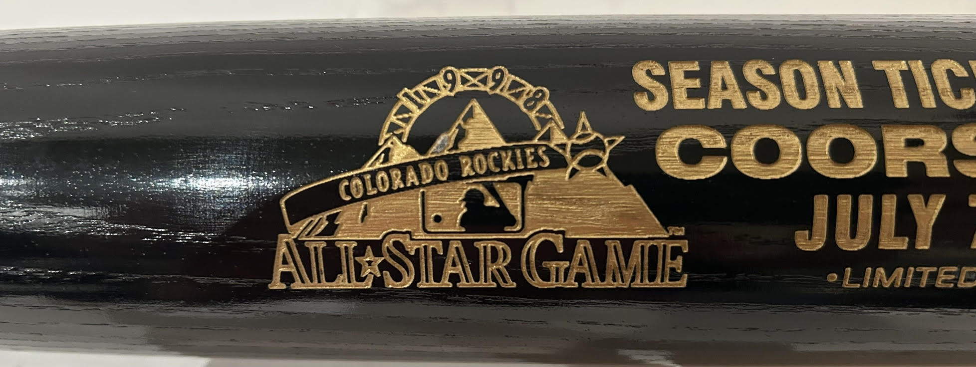 Limited Edition Colorado Rockies 1998 All-Star Game Season Ticket Holder Bat — Engraved Coors Field Commemorative