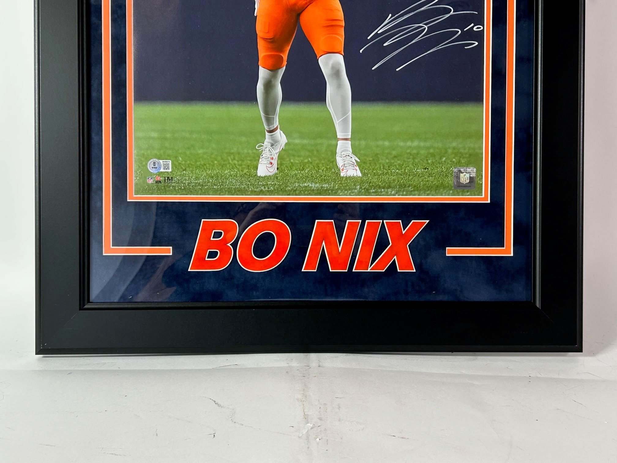 Bo Nix Autographed Denver Broncos 16x20 Photo - Framed 24"W x 34"H - Beckett COA