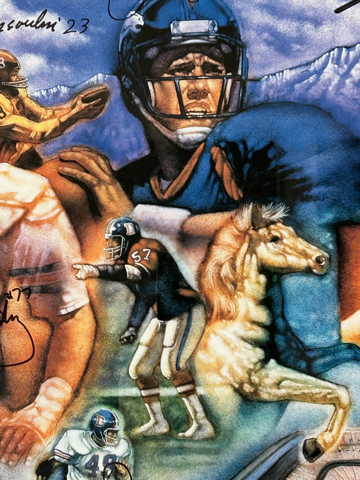 Denver Broncos Ring of Fame Framed Lithograph 36x25 - 12 Authentic Signatures with LSM COA