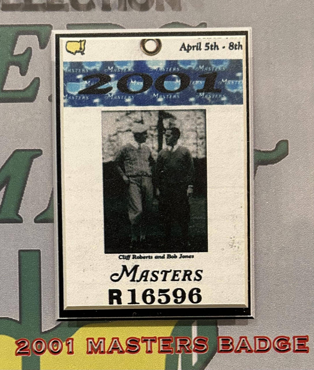 Tiger Woods Masters Badge Collection with 5 Replica Credentials (1997, 2001, 2002, 2005, 2019) Framed (24.5"W x 32"H) Collage