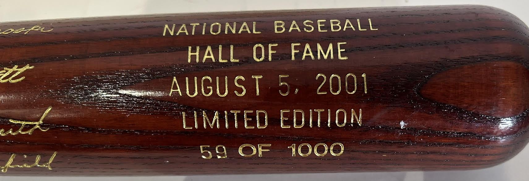 Baseball HOF Louisville Slugger Mazeroski, Puckett, Winfield, Hilton Smith 8/5/01 LE - 59/1000