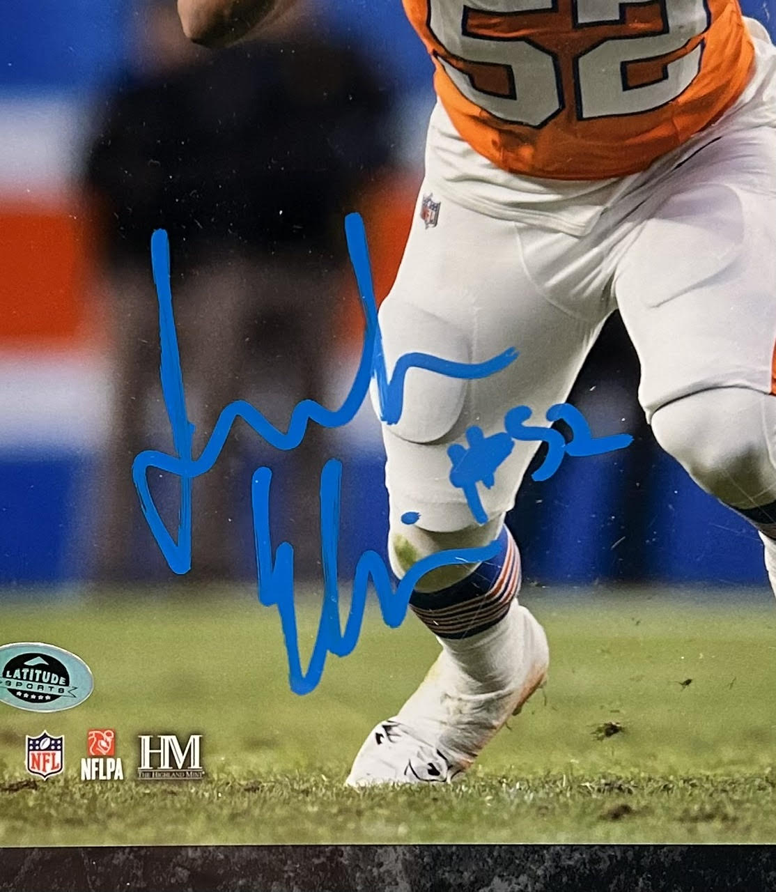 Jonah Elliss Autographed 8x10 Denver Broncos (Home Jersey) Photo wPlaque BAS COA