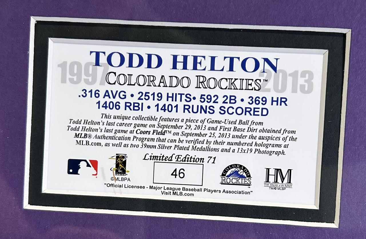 Todd Helton Colorado Rockies Highland Mint Framed Collage (28"x24") LE #46/71