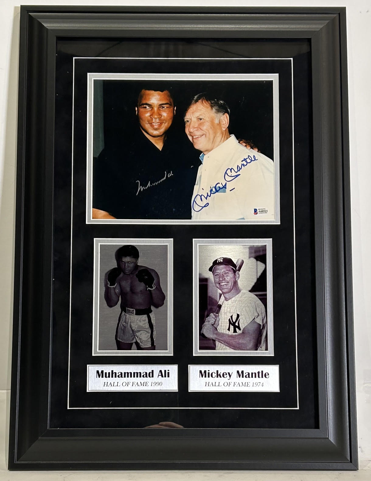 Muhammad Ali & Mickey Mantle Autographed 8x10 Photo Framed – Beckett LOA | One-of-a-Kind