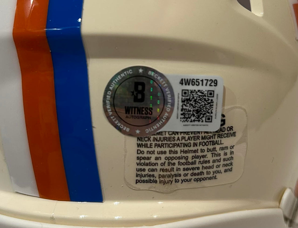 Ed McCaffrey & Rod Smith Dual Signed Broncos Retro Mini Helmet BAS COA