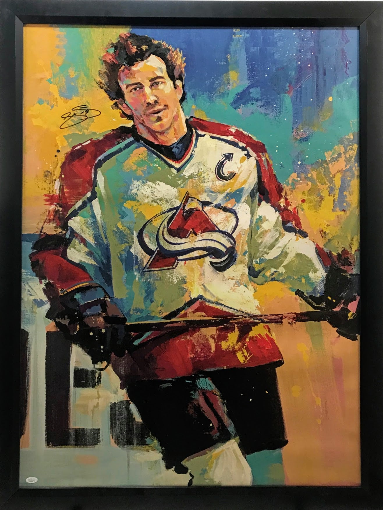 Joe Sakic Autographed Giclee framed, LSM COA - Latitude Sports Marketing
