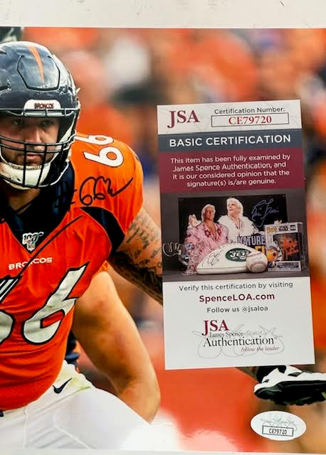 Dalton Risner Autographed Denver Broncos 8x10 Photo JSA COA