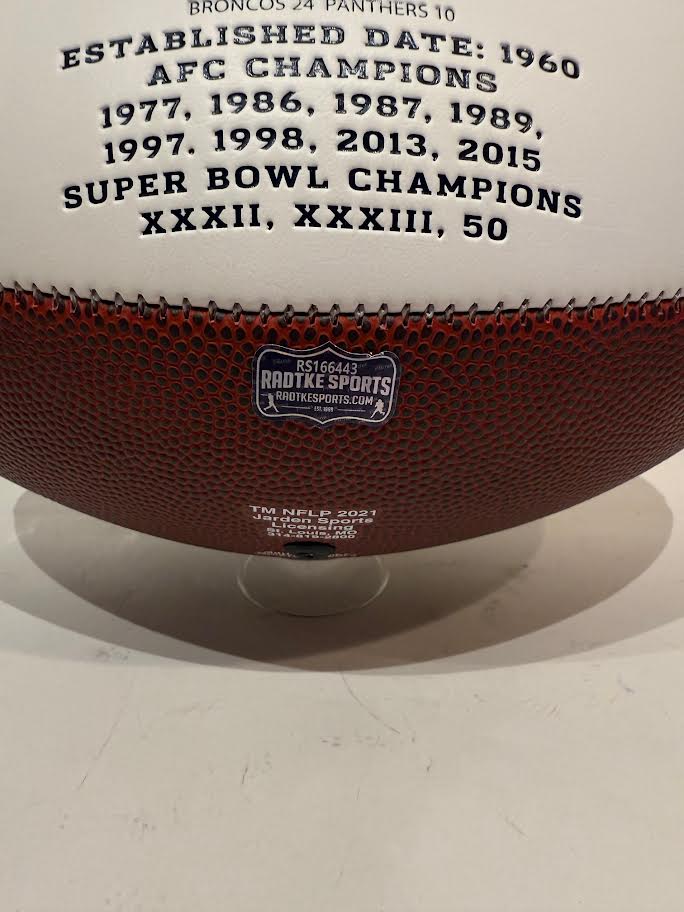 Mike Shanahan Denver Broncos Autographed White Panel Football SB XXXII SB XXXIII Inscription - Latitude Sports Marketing