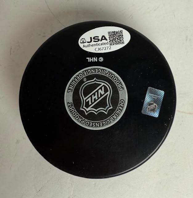 Peter Forsberg Autographed Colorado Avalanche Hockey Puck JSA COA - Latitude Sports Marketing