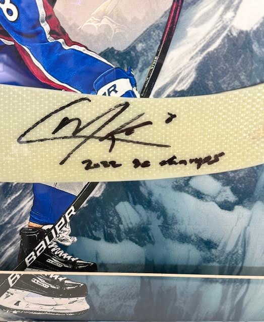 Cale Makar Autographed Stick Blade Inscribed "2022 SC Champs" Lighted Shadowbox Fanatics COA