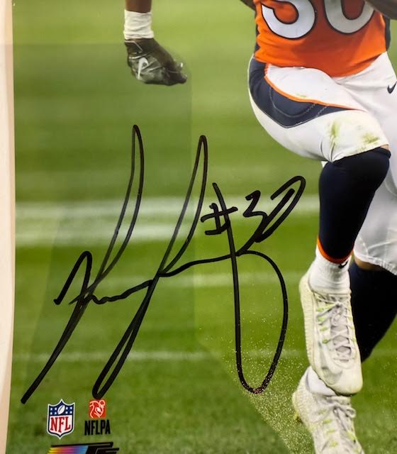 Phillip Lindsay Denver Broncos Signed 8x10 Photo - Orange Jersey Autograph #30 - Latitude Sports Marketing