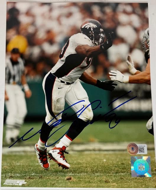 Neil Smith Autographed Denver Broncos White Jersey 8x10 Photo BAS COA - Latitude Sports Marketing