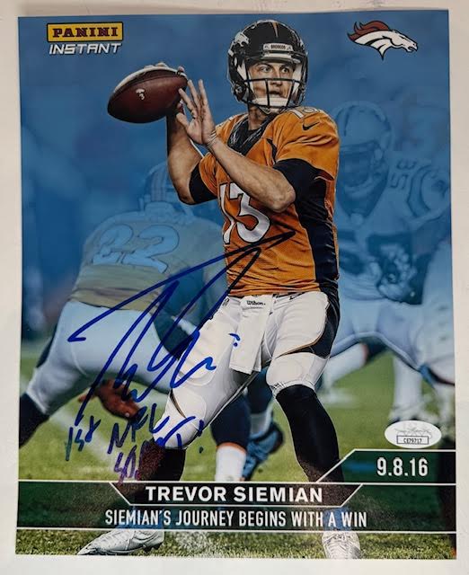 Trevor Siemian Autographed/Inscribed Denver Broncos 8x10 Photo JSA COA - Latitude Sports Marketing