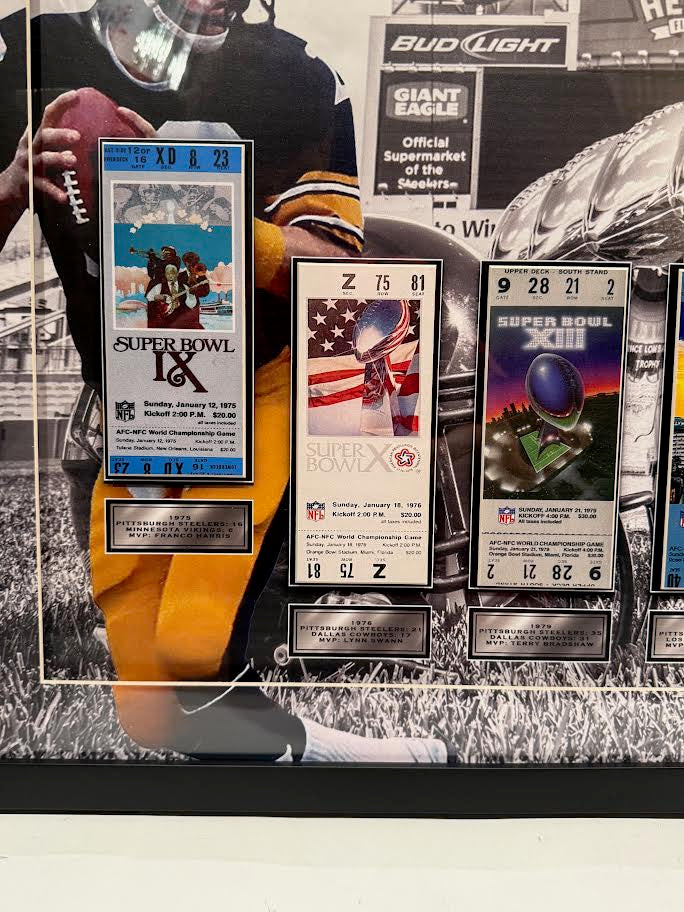 Pittsburgh Steelers 6-Time Super Bowl Champions Replica Ticket Collage 32"Wx24"H - Latitude Sports Marketing