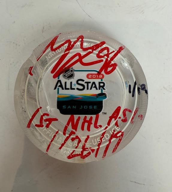 Mikko Rantanen Autographed 2019 NHL All-Star Game Used Ice Puck – Fanatics COA