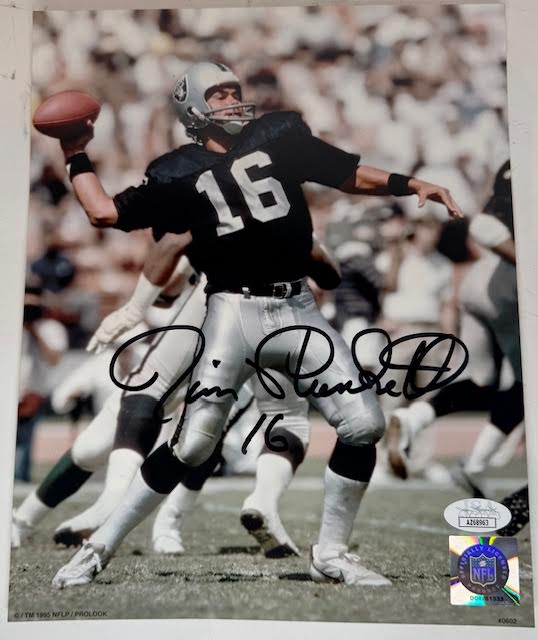 Jim Plunkett Autographed Las Vegas Raiders 8x10 Photo JSA COA - Latitude Sports Marketing