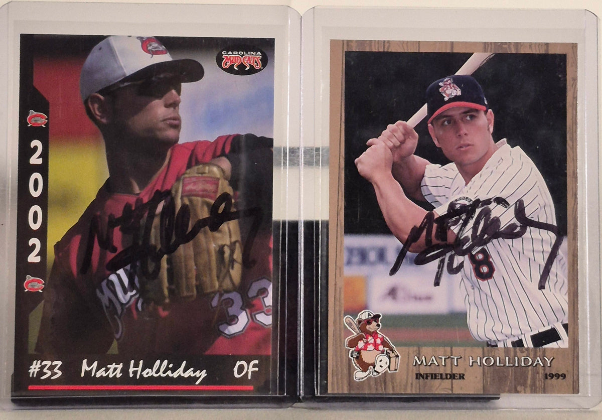 Matt Holliday On-Card Autographs | 1998 Tucson & 2002 Carolina Mudcats - Latitude Sports Marketing