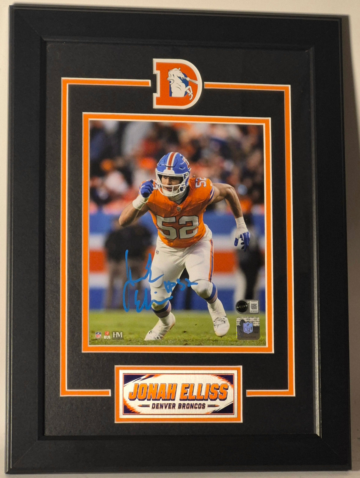 Jonah Elliss Autographed Photo Framed Denver Broncos - Beckett Authenticated