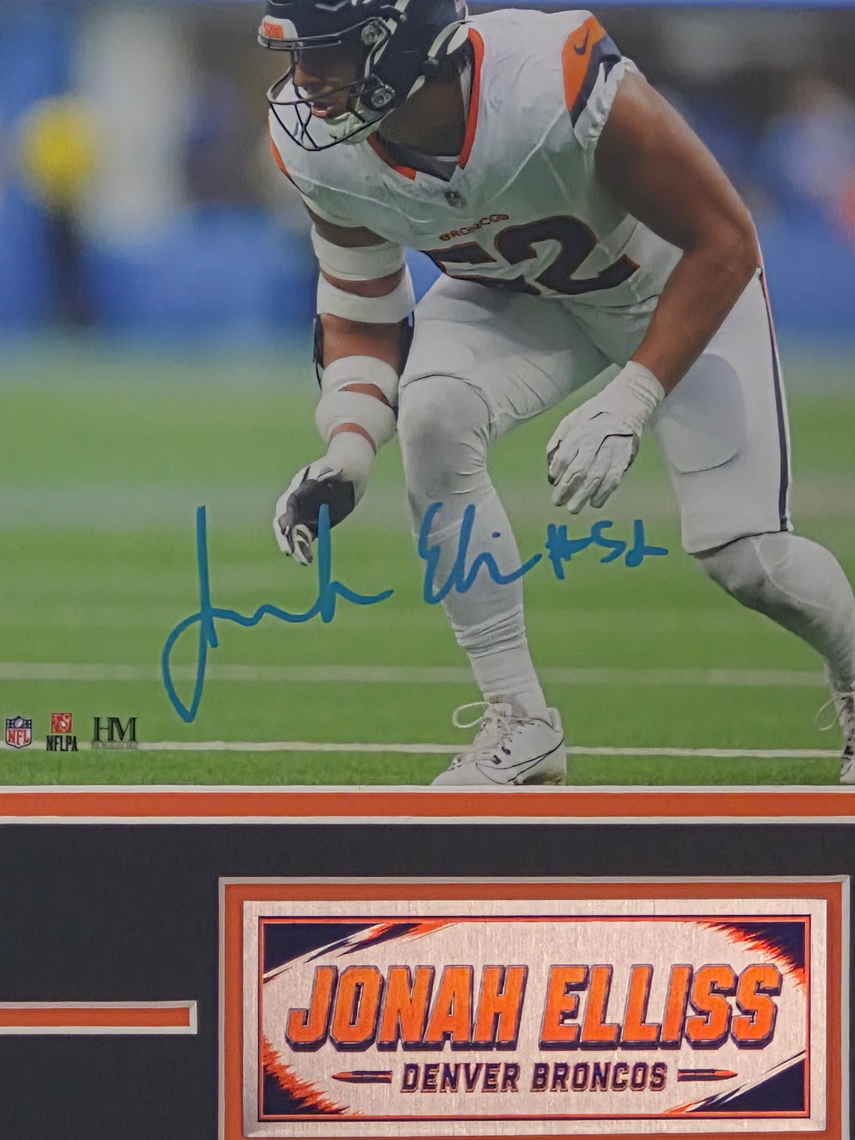 Jonah Elliss Autographed Broncos 10x8 Photo Framed - Beckett Authenticated