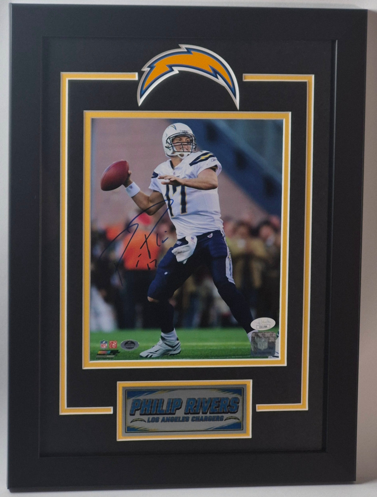 Philip Rivers Autographed Chargers 8x10 Phot Framed (Beckett Authentication)