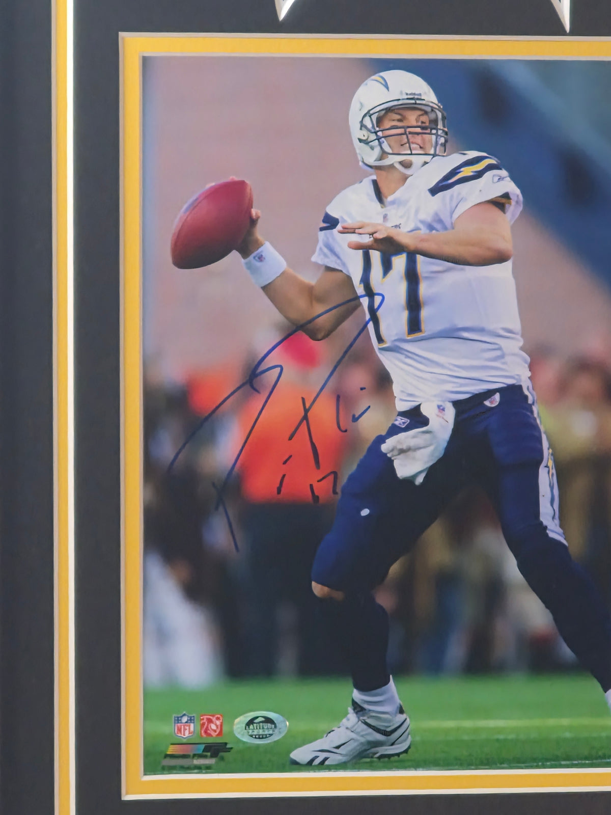 Philip Rivers Autographed Chargers 8x10 Phot Framed (Beckett Authentication)