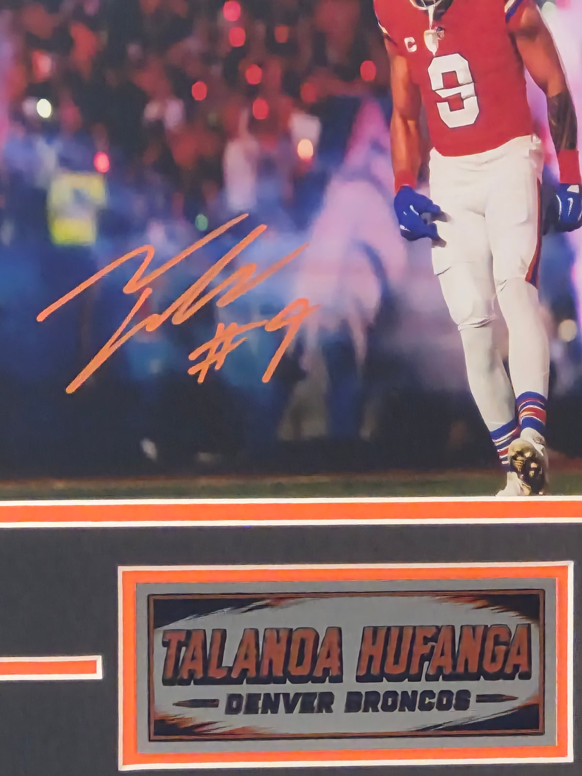 Talanoa Hufanga Autographed Denver Broncos Photo Framed - Beckett Authenticated