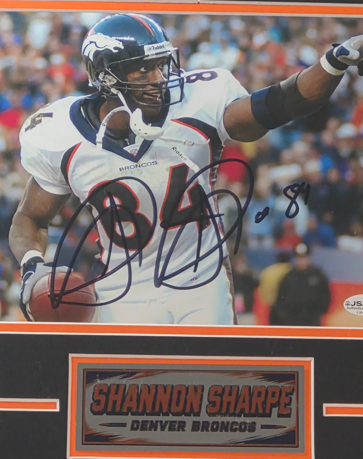 Shannon Sharpe Autographed 10x8 Photo Framed Denver Broncos - JSA COA