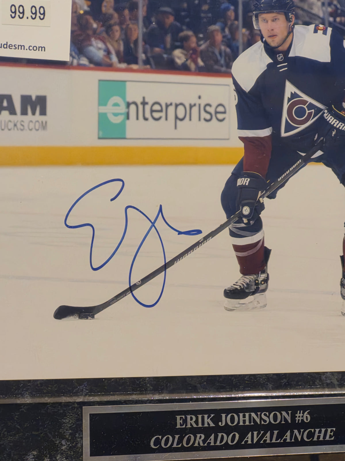 Erik Johnson Autographed Colorado Avalanche 8x10 Photo — 13"x10" Plaque | JSA COA, 2006 #1 NHL Draft Pick