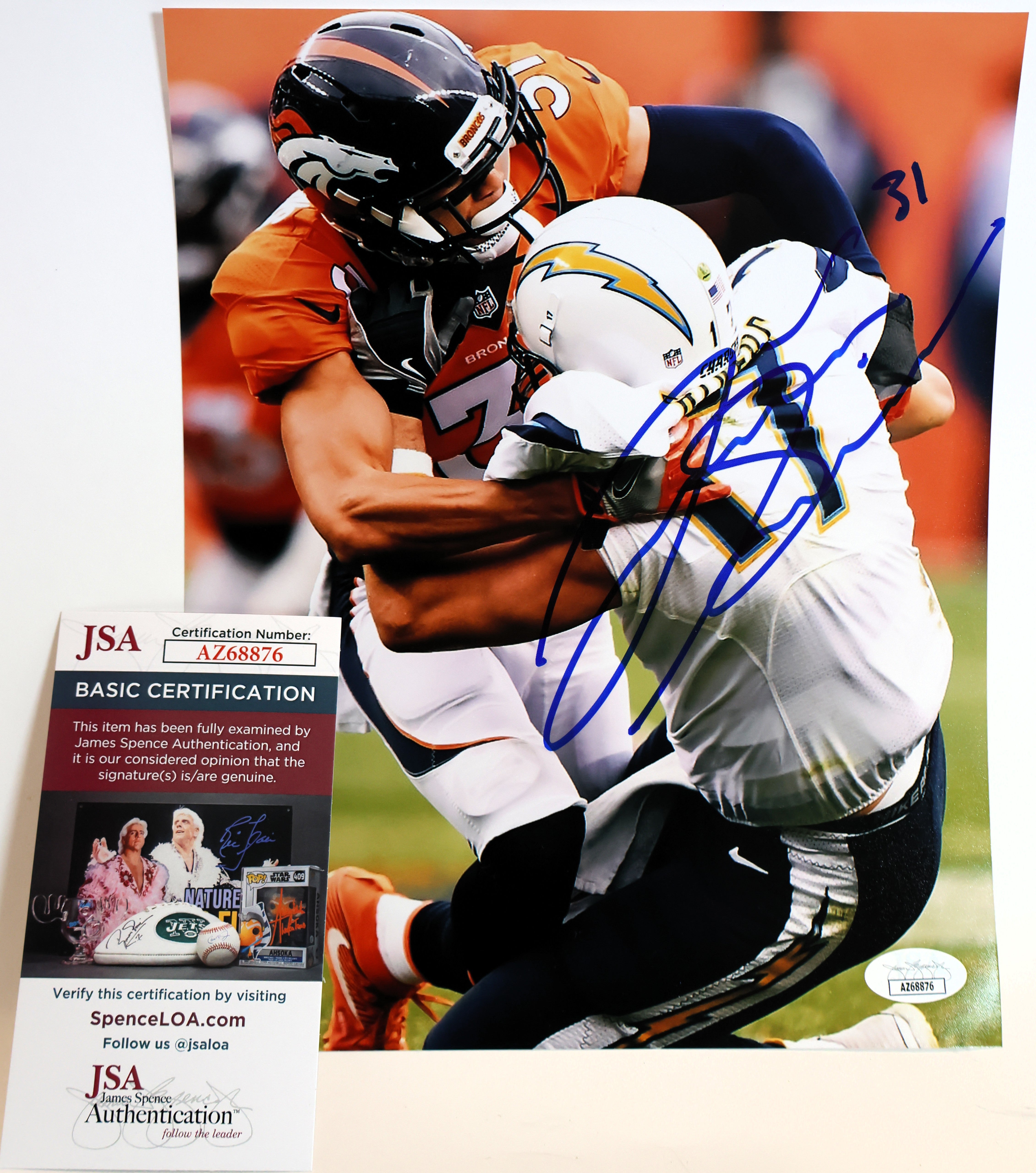 Justin Simmons Autographed 8x10 Photograph (James Spence COA)