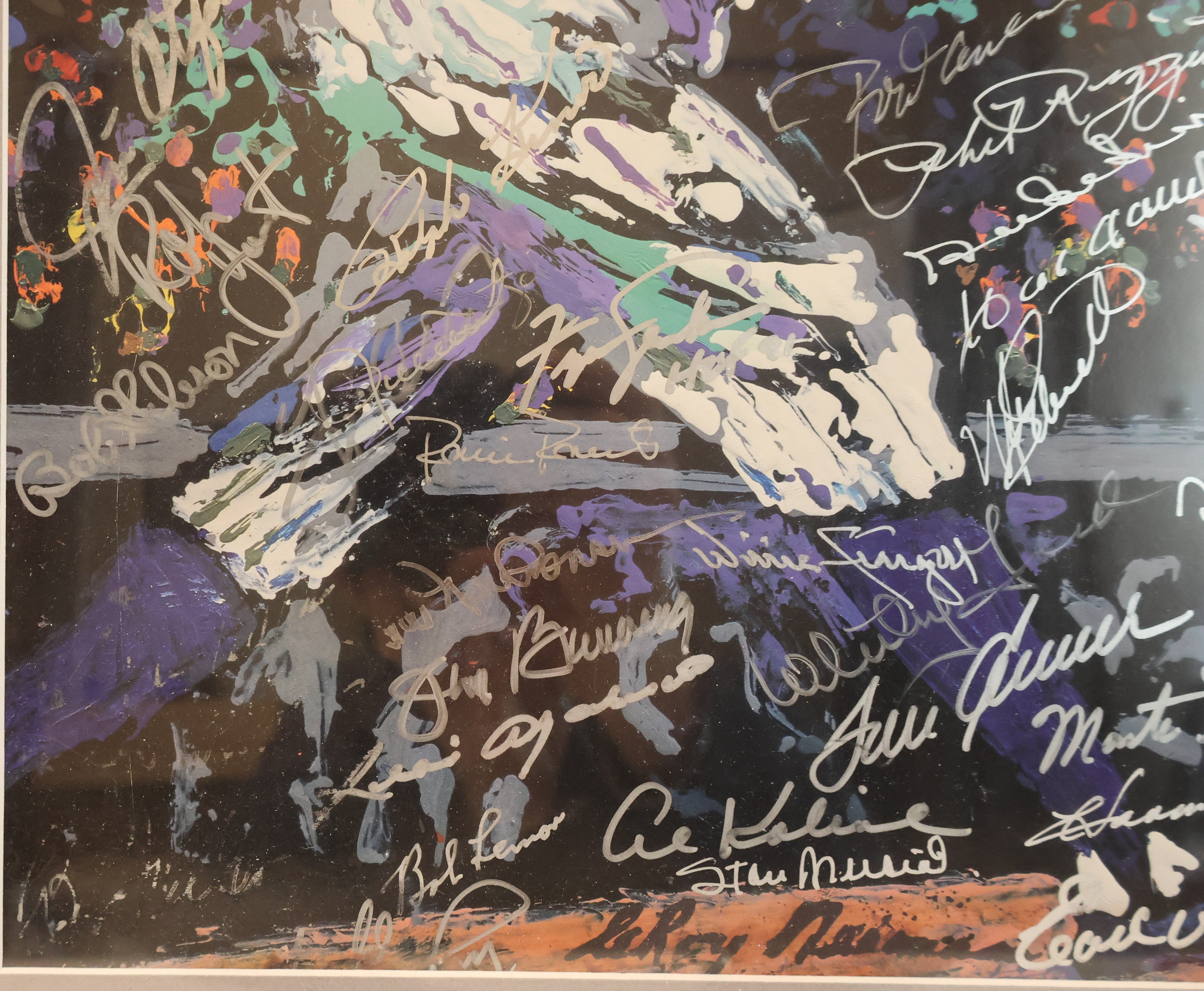 Leroy Neiman Babe Ruth 11x14 print w/ HOF Signatures in 19.5"x24" Frame JSA LOA