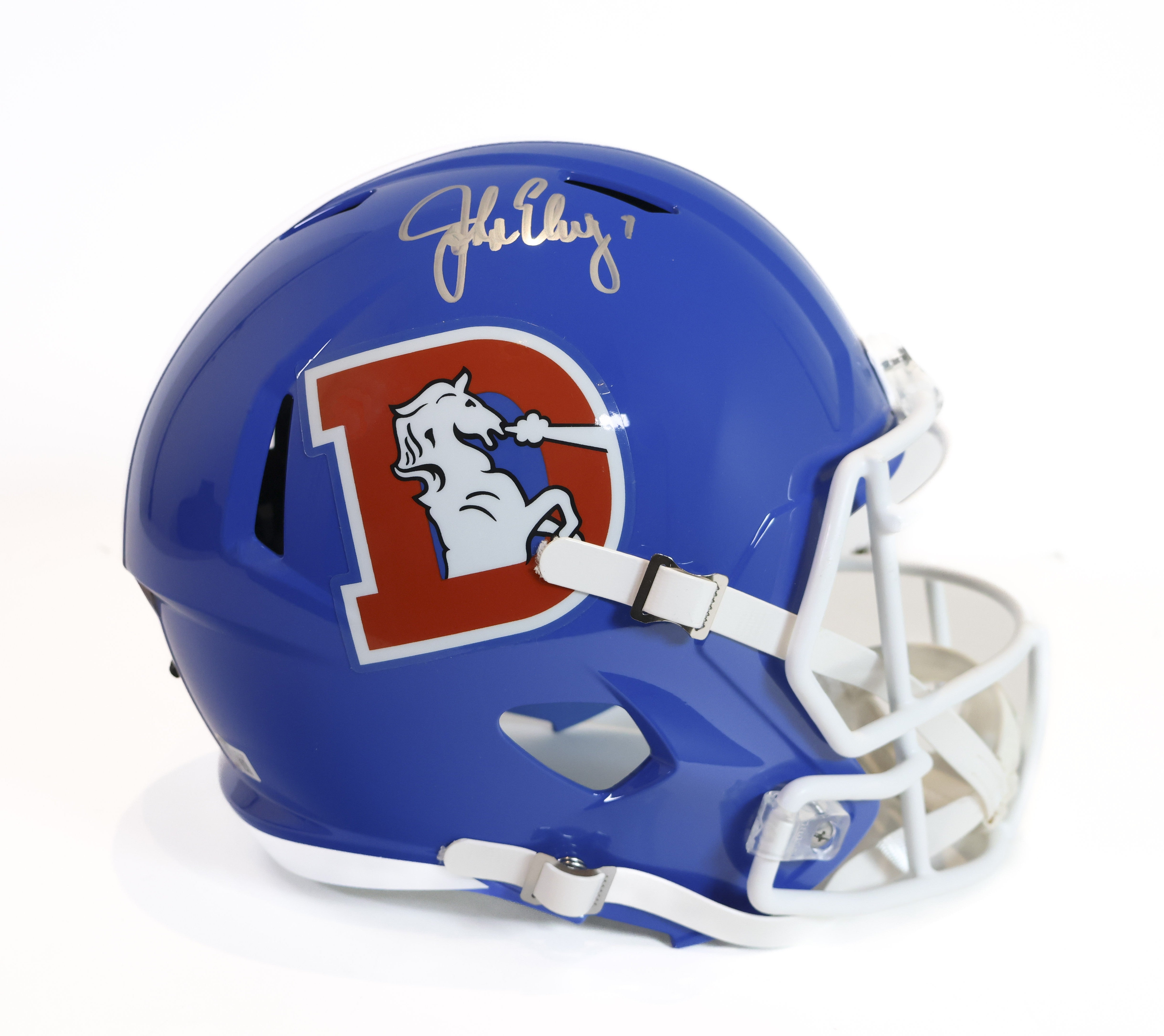 John Elway Autographed Denver Broncos Replica Throwback "D" Logo Helmet BAS COA - Latitude Sports Marketing