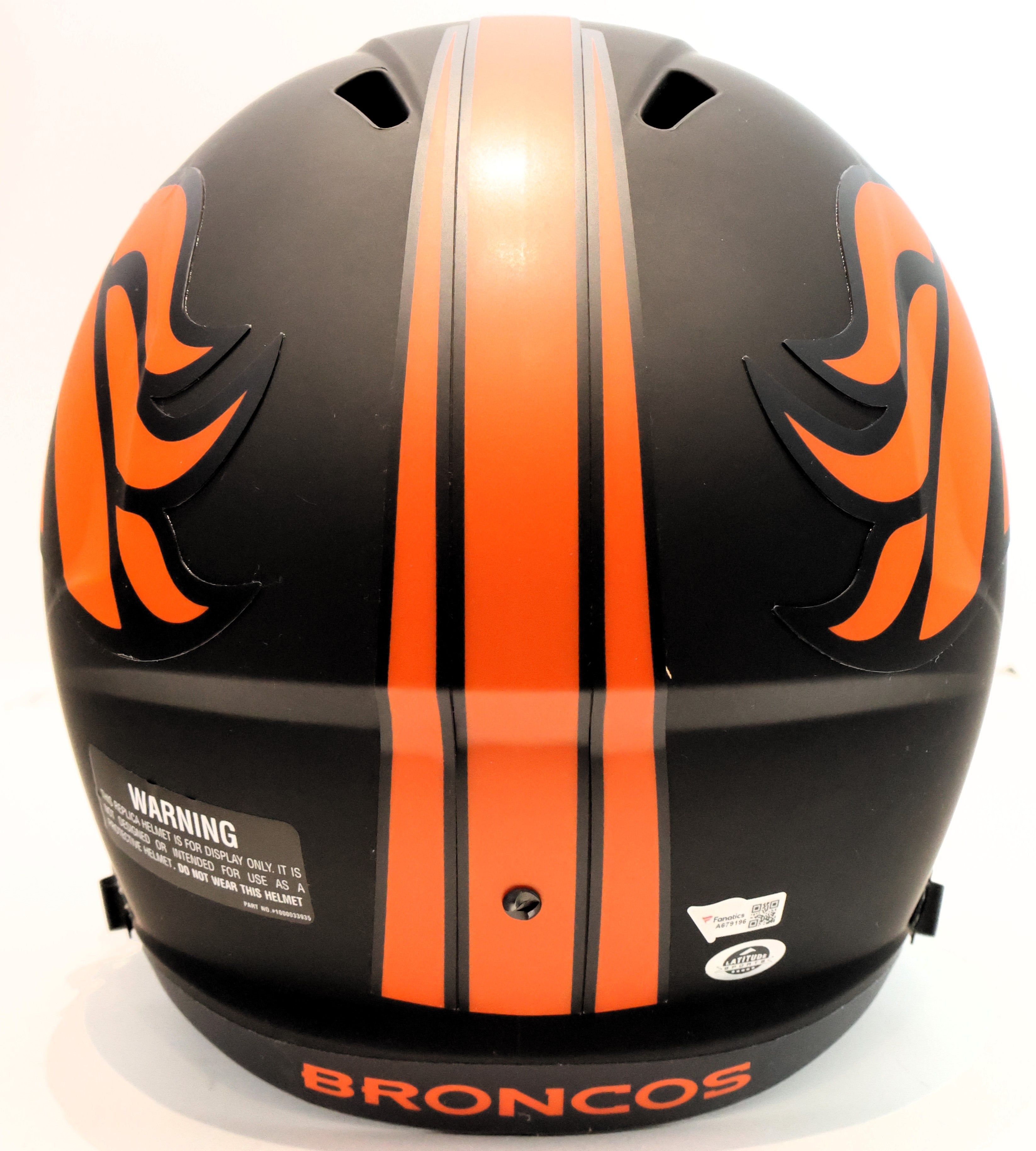 Peyton Manning Broncos Eclipse Replica Speed Helmet Fanatics COA