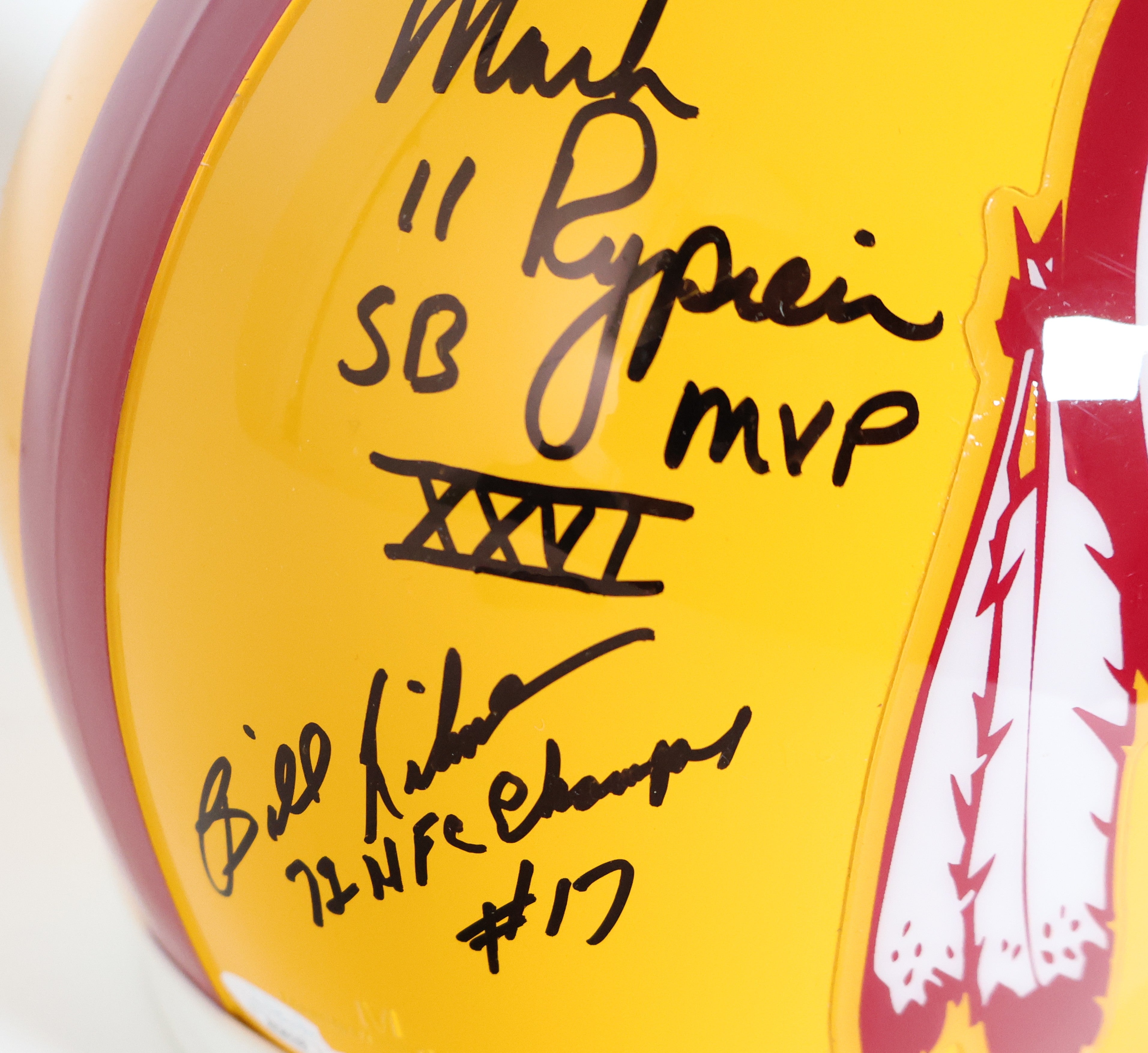 Washington Redskins Quarterback Legends Autographed Helmet JSA LOA