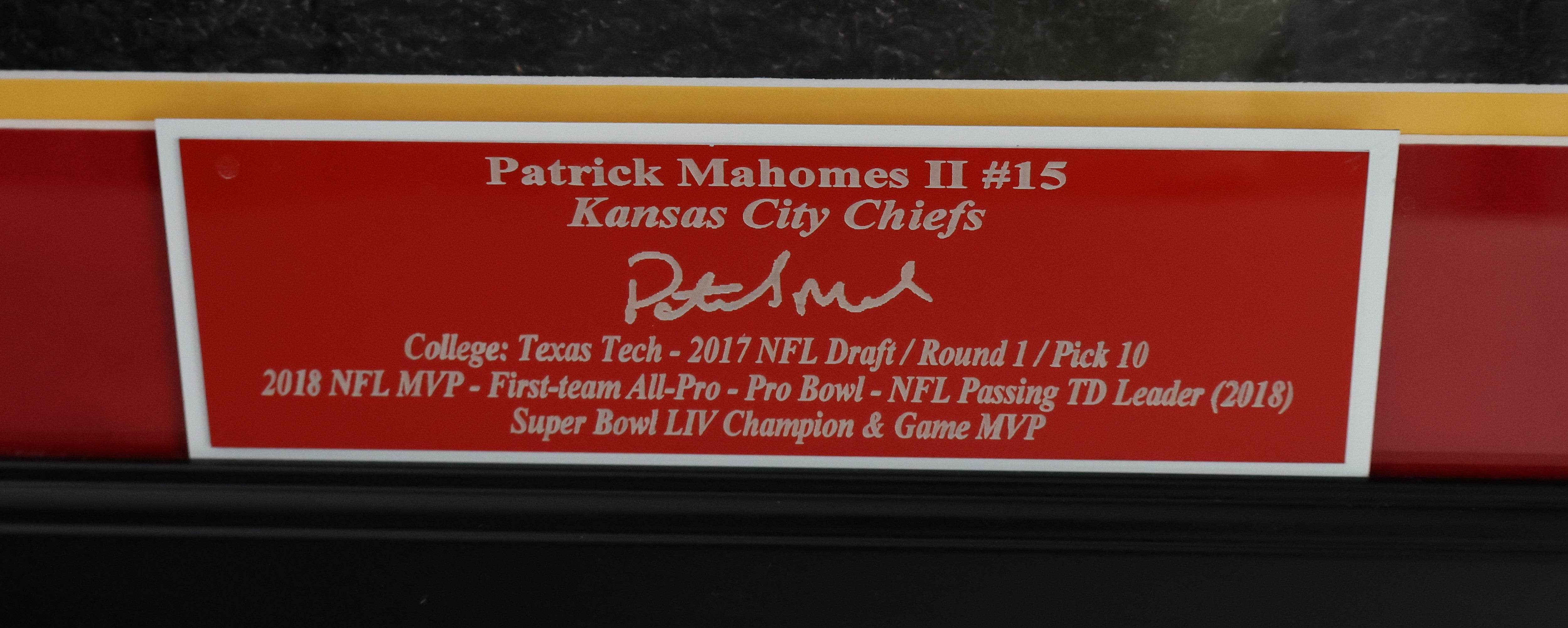 Patrick Mahomes Autographed 16x20 Framed Photo - Multi-Signed Super Bowl LIV Champions Edition