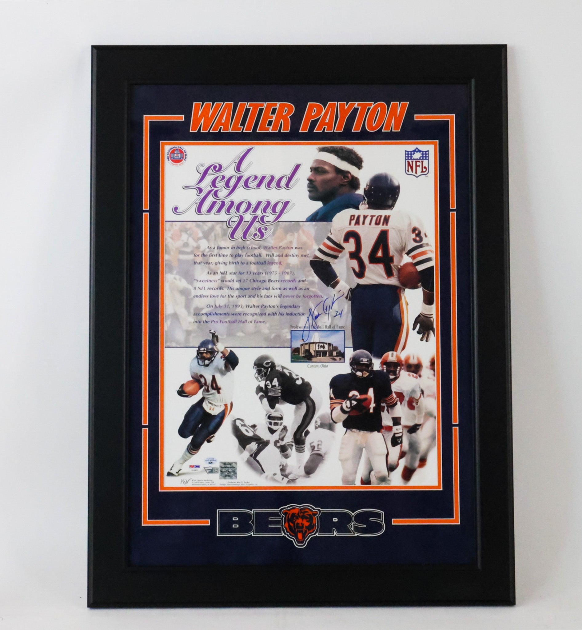 Walter Payton Chicago Bears Autographed 16"x20" Framed Photo - Latitude Sports Marketing