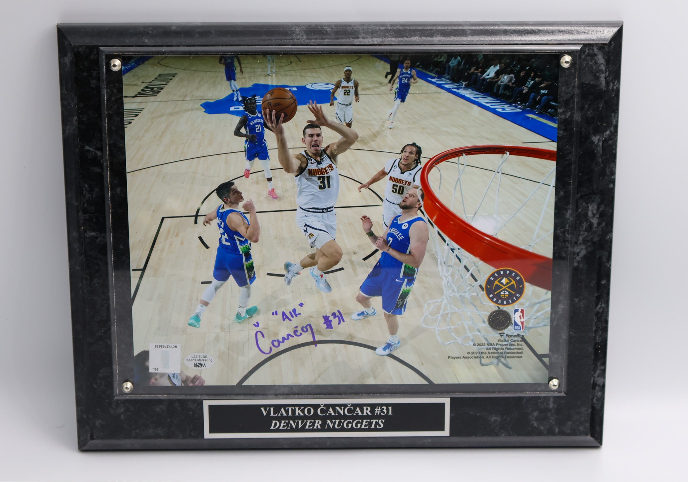 Vlatko Cancar Denver Nuggets Autographed 8"x10" Photo Plaque - Latitude Sports Marketing