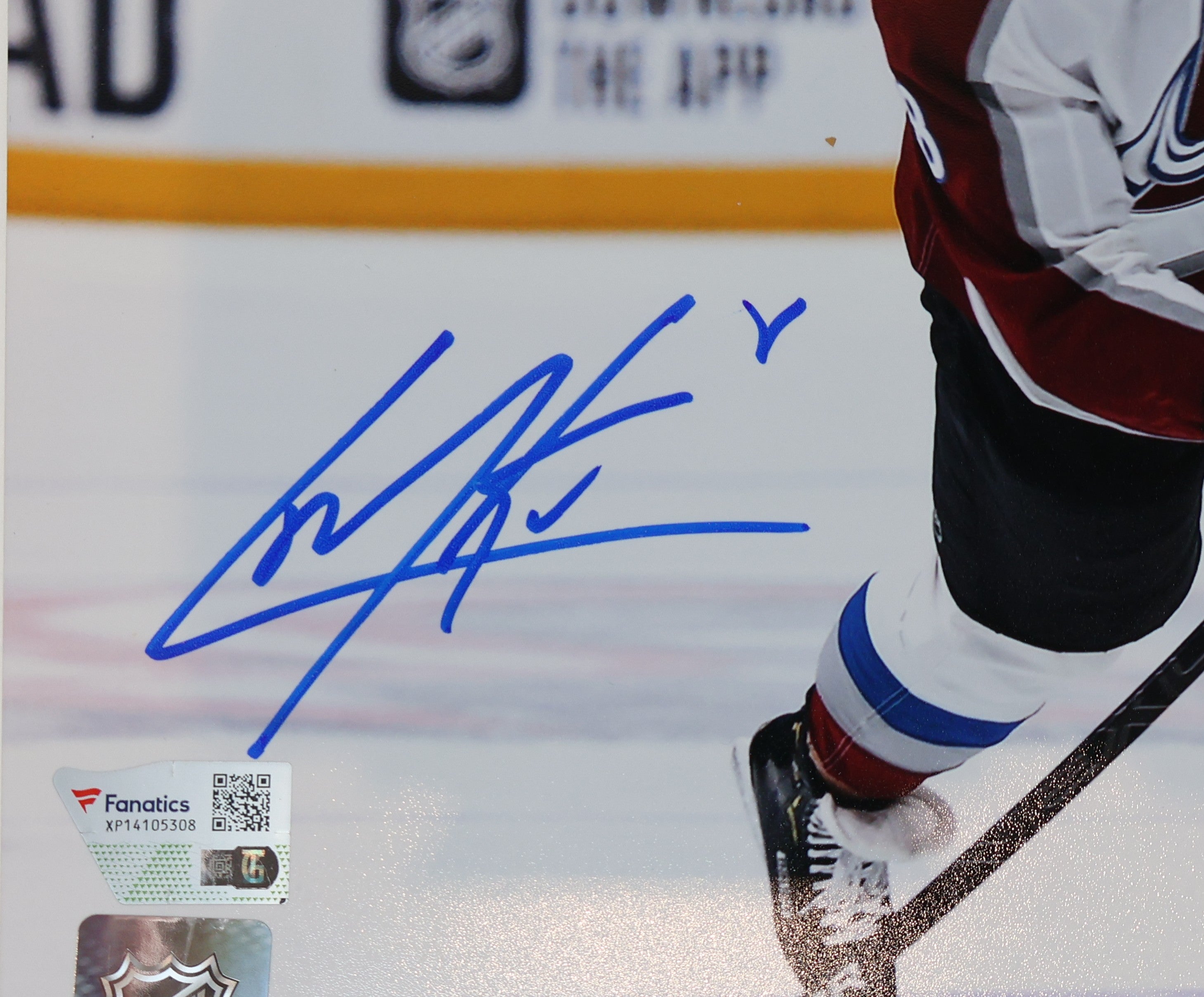 Cale Makar Autographed (blue pen) 8x10 Avalanche Action Photo - White Jersey