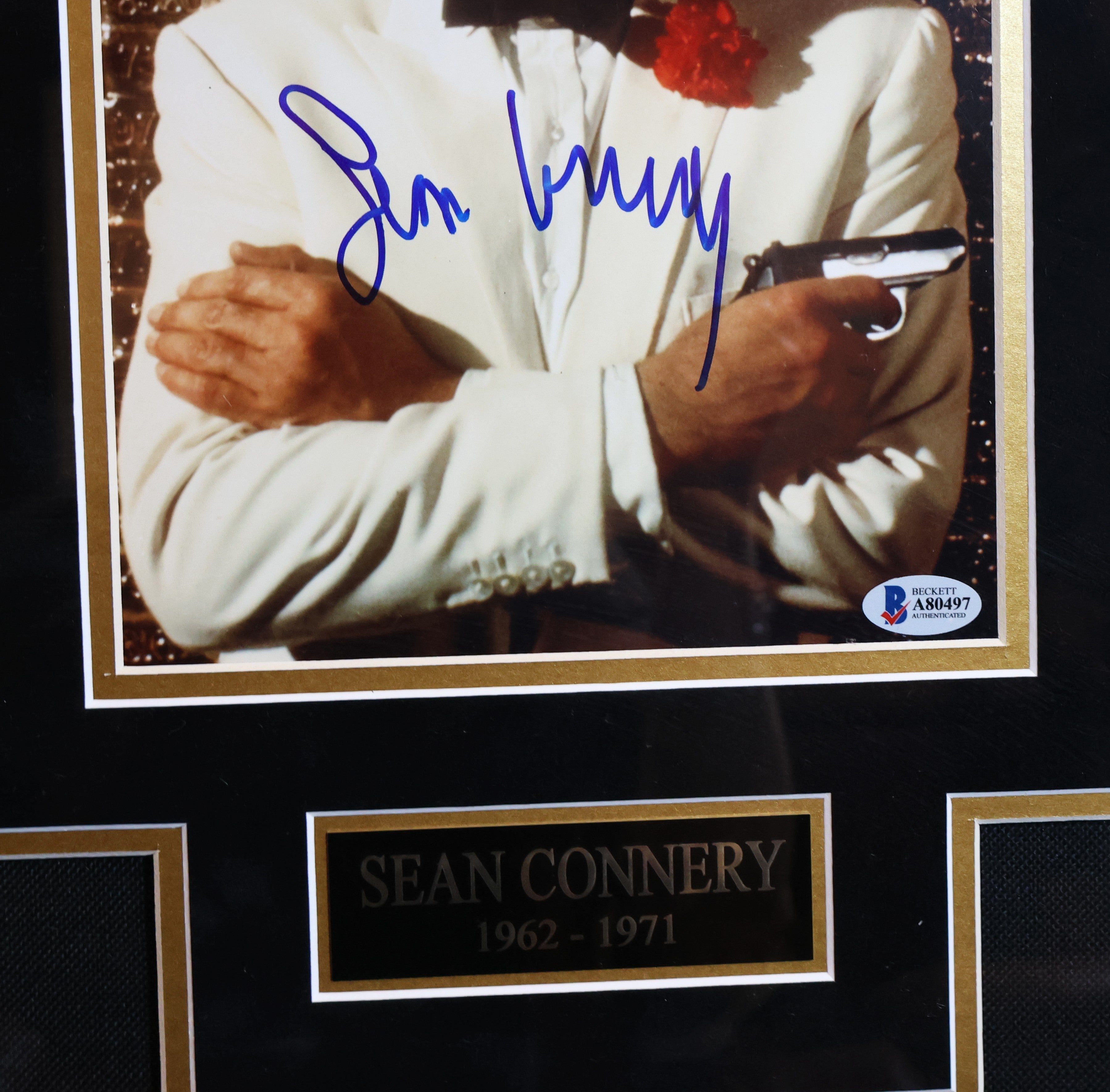 James Bond 007 Collage Autographed by S. Connery, R. Moore, P. Brosnan, D. Craig