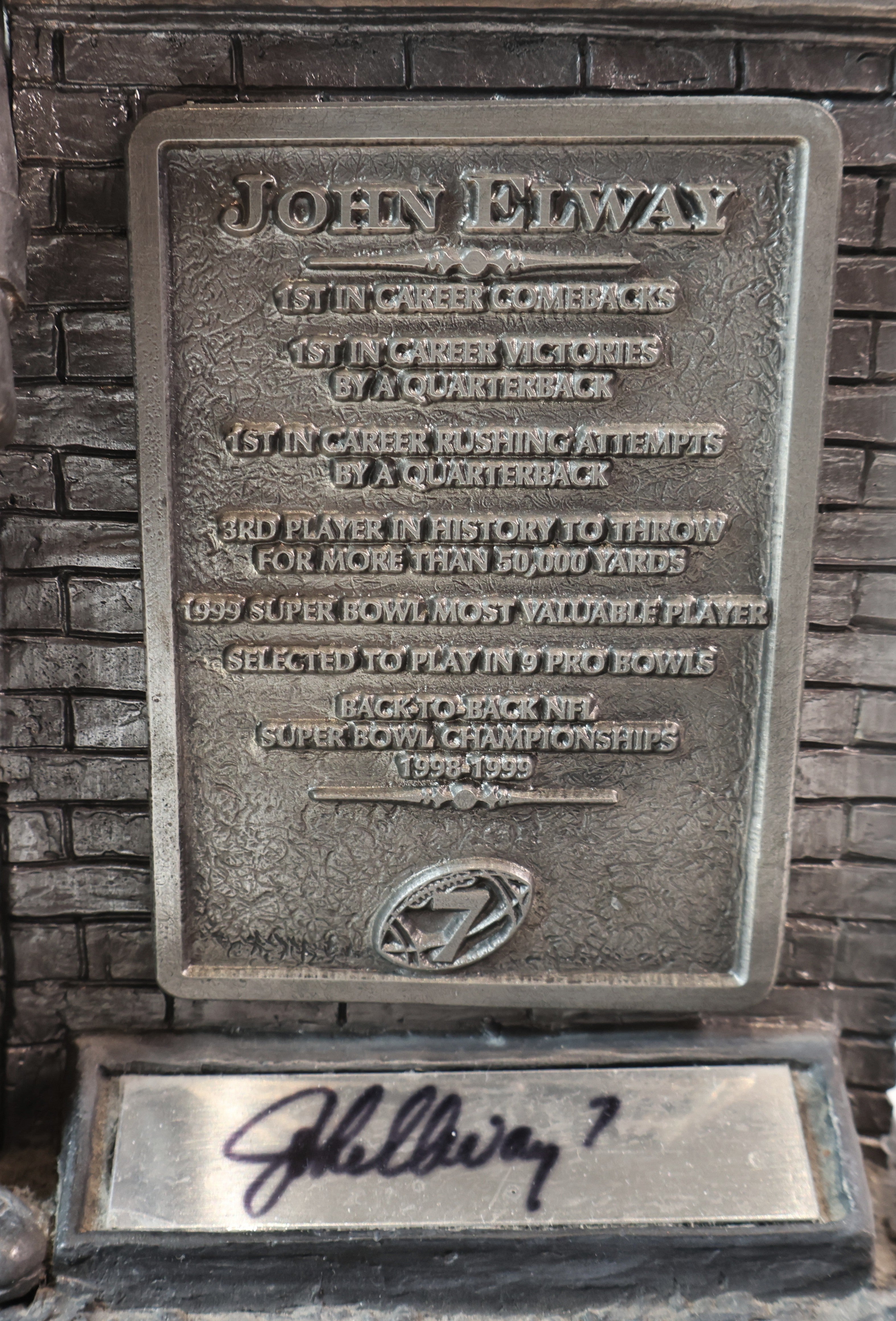 John Elway signed Michael Richer Pewter Statue JSA