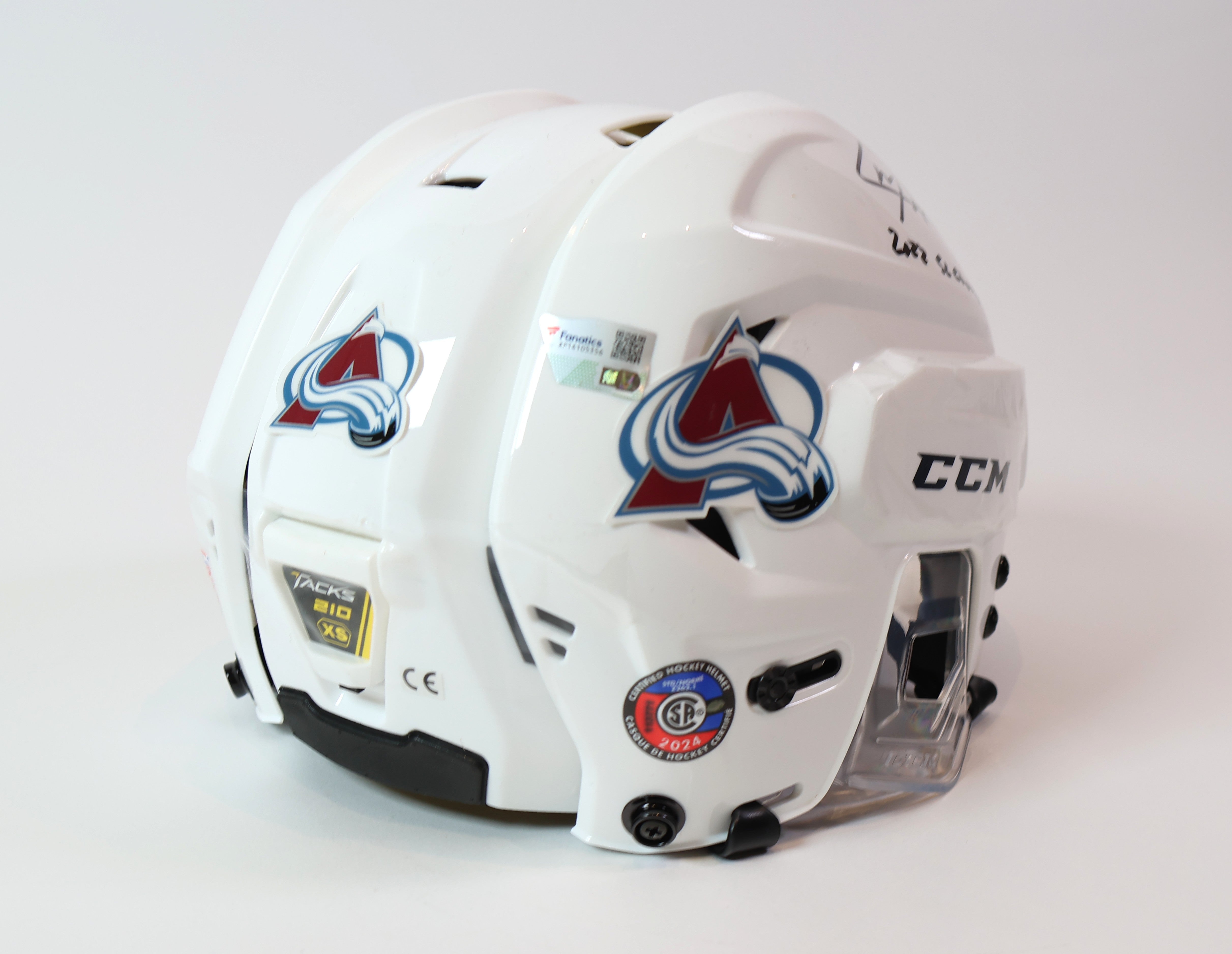 Cale Makar Autographed White Helmet w/ inscription "2022 SC Champs"