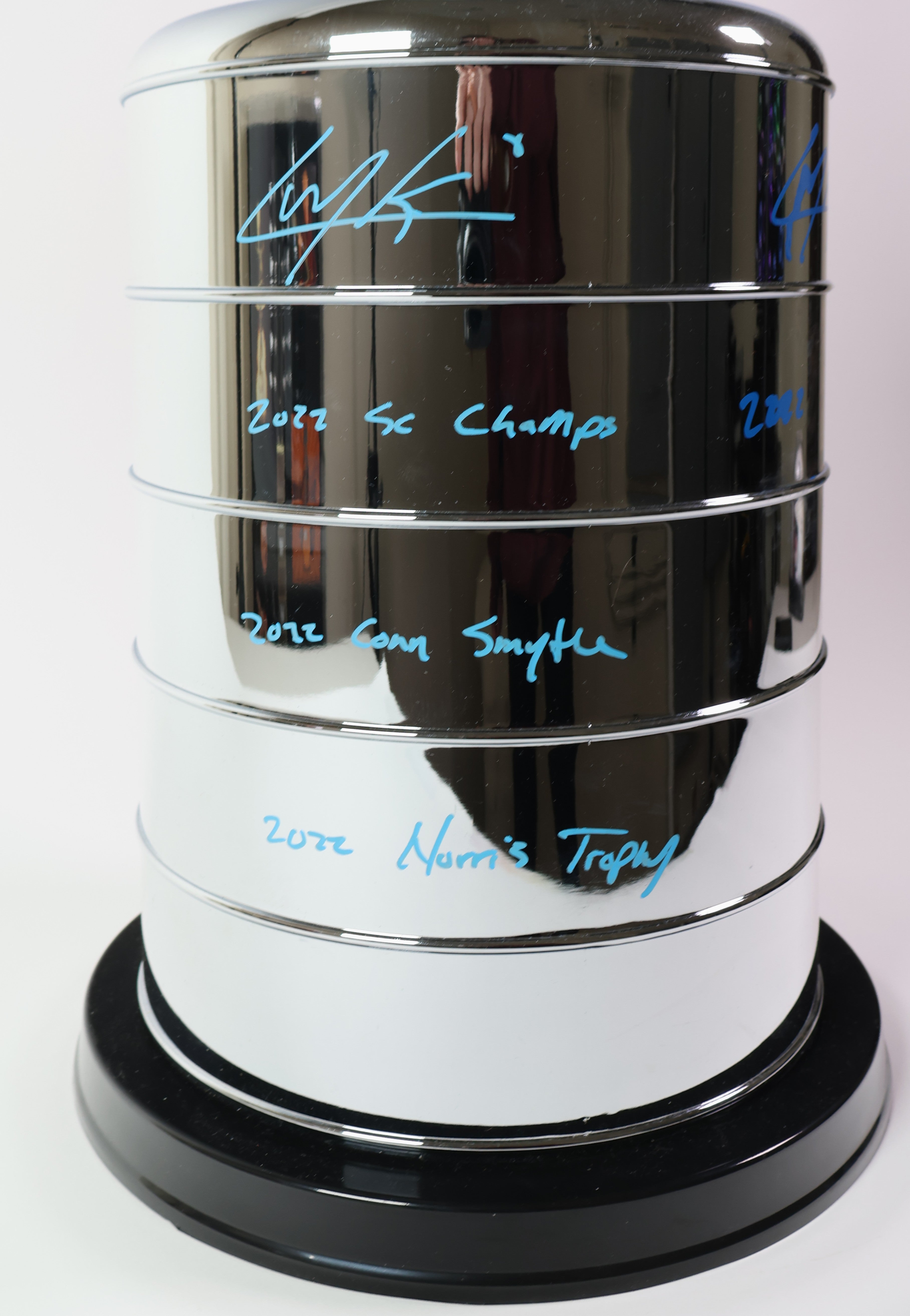 Cale Makar Autographed Stanley Cup Trophy - 2x Signed with 3 Inscriptions Fanatics COA