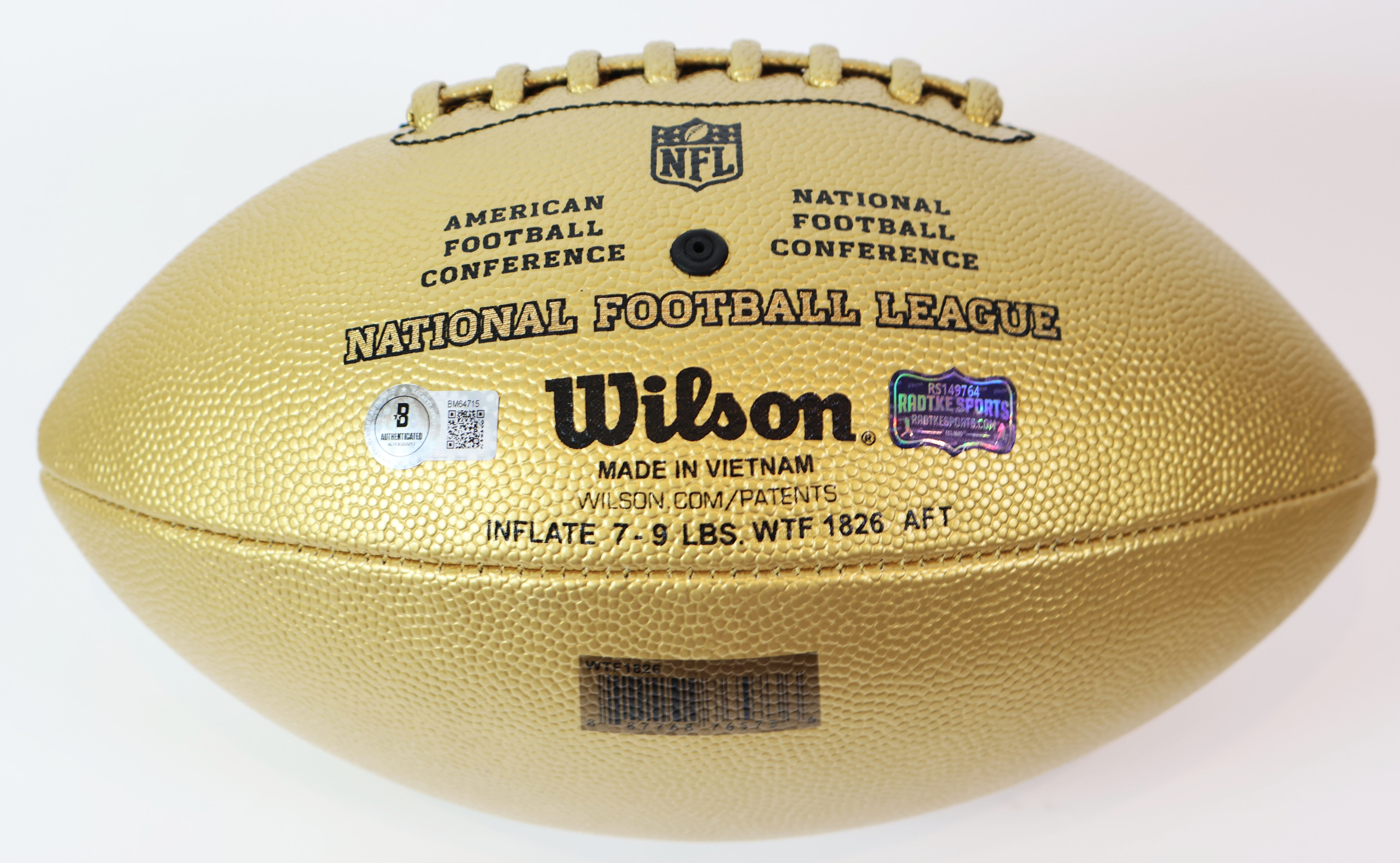 Terrell Davis autographed Gold Panel NFL Football Inscribed "HOF 17" Beckett COA