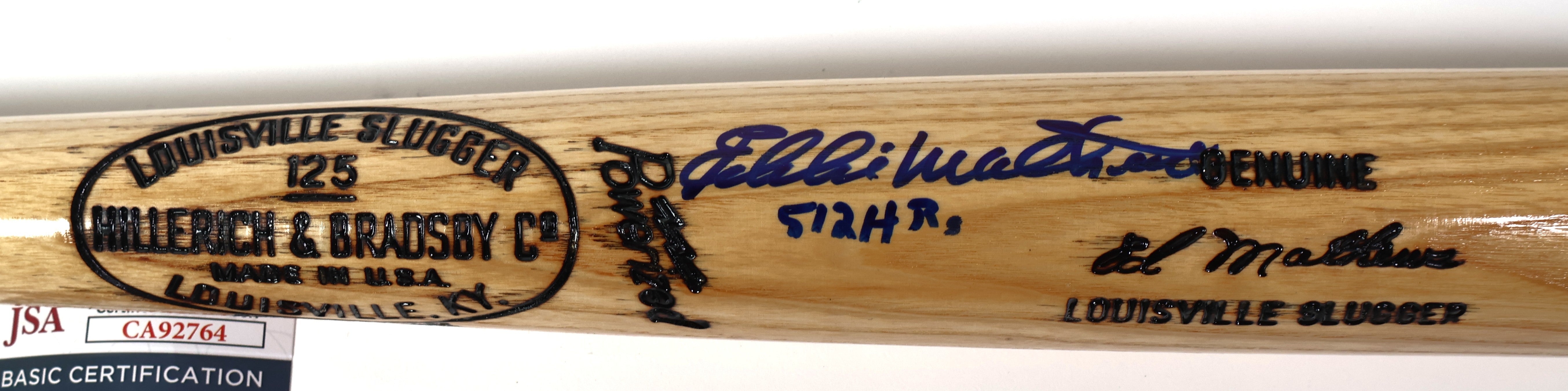 Eddie Mathews Autographed/Inscribed "512 HR's" Louisville Slugger