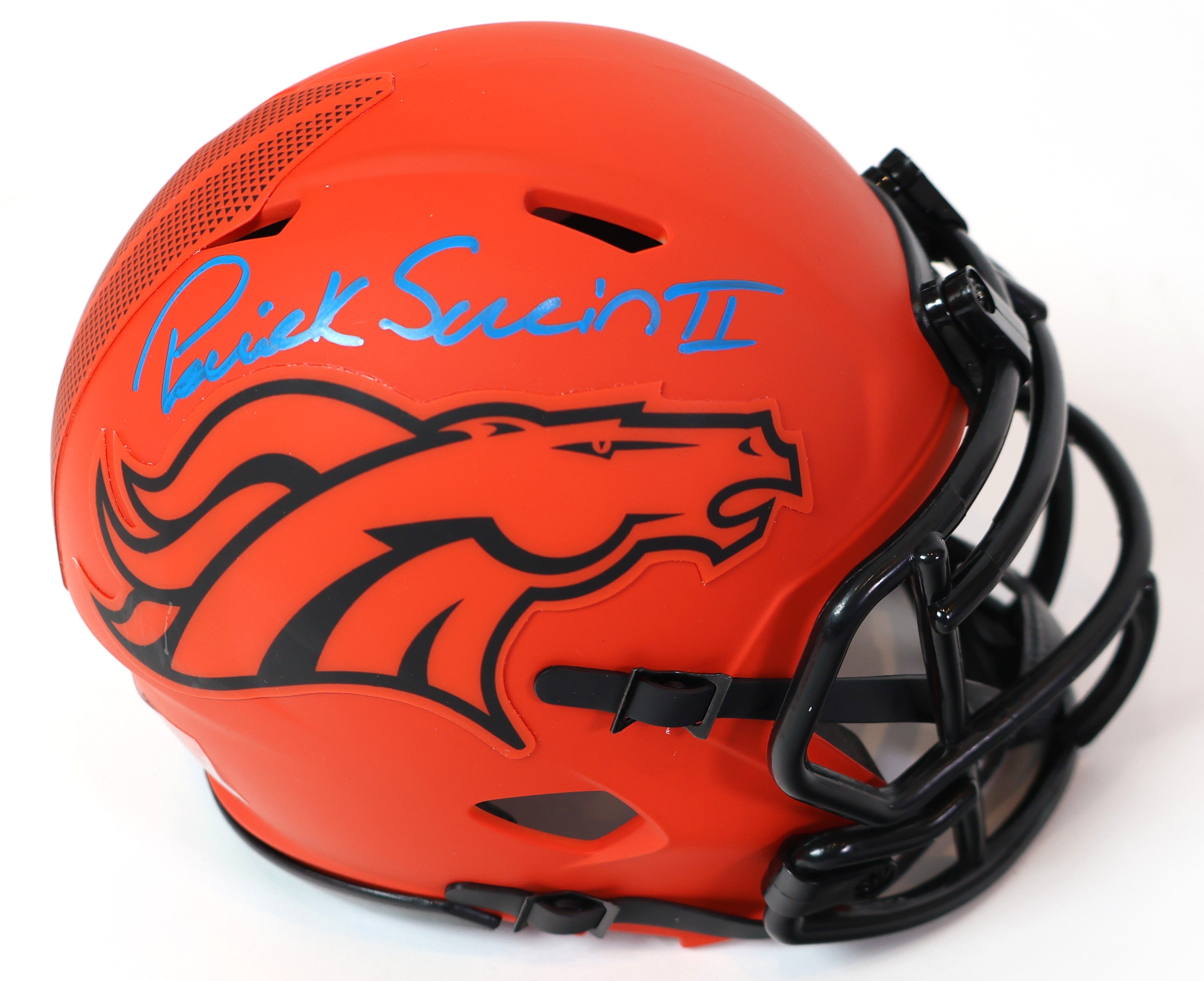 Patrick Surtain II Autographed Denver Broncos Orange Rave Mini Helmet Beckett COA