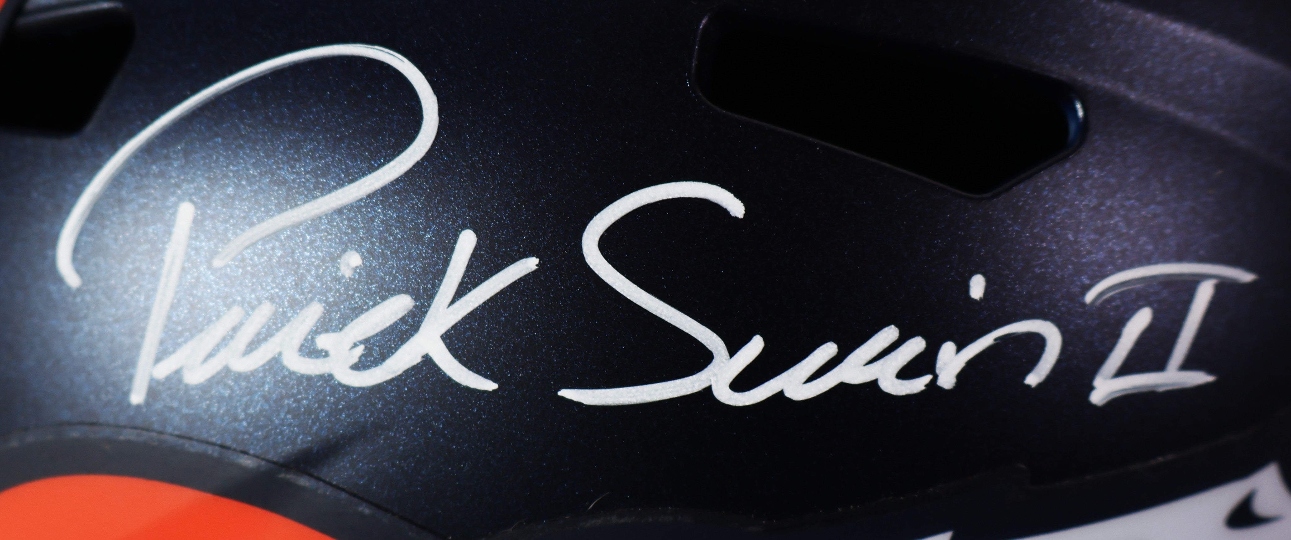 Bo Nix and Patrick Surtain II dual autographed Broncos 5280 Replica Helmet Beckett COA