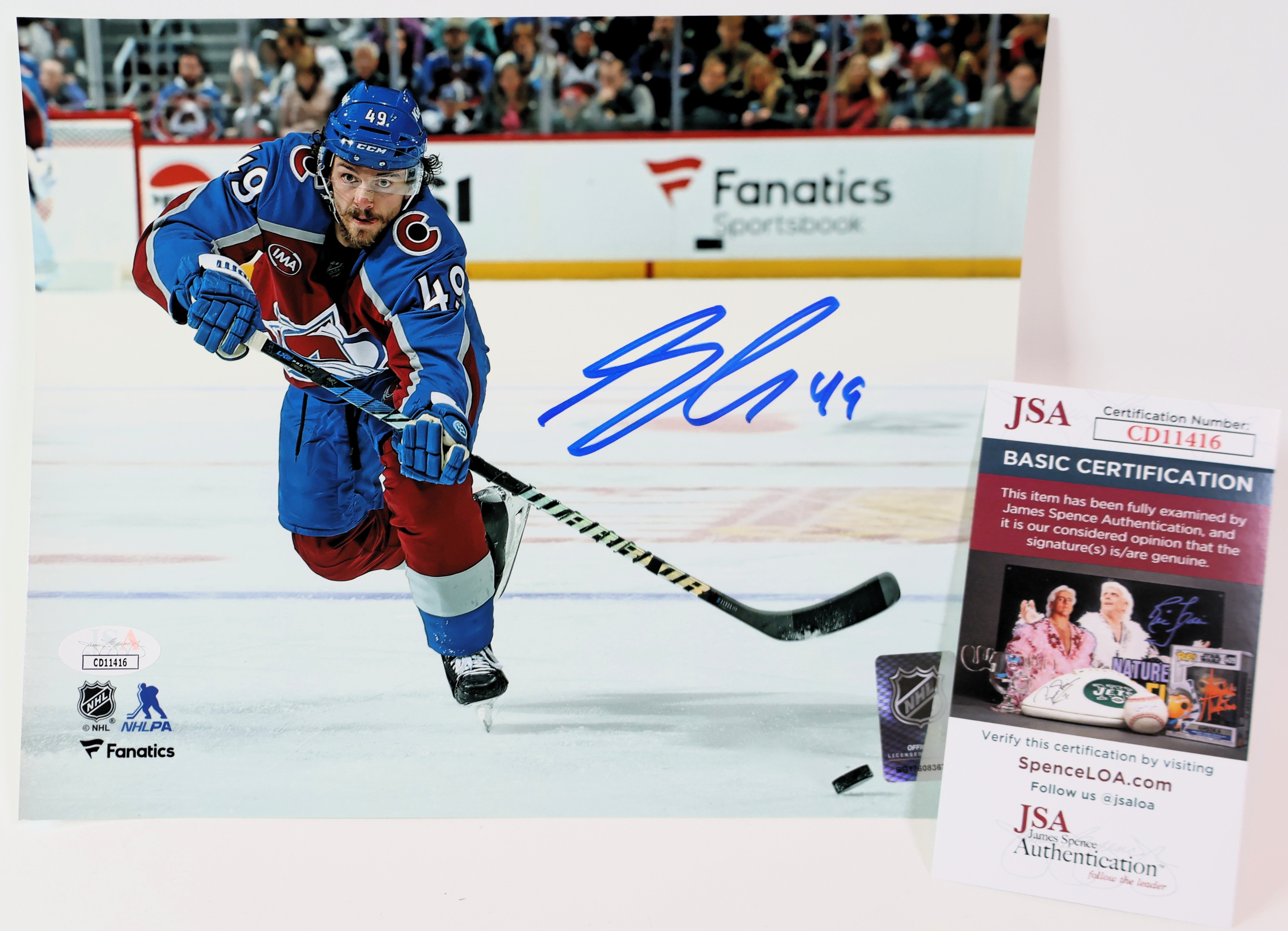 Samuel Girard Autographed Action 8x10 Photo Burgundy Uniform JSA COA