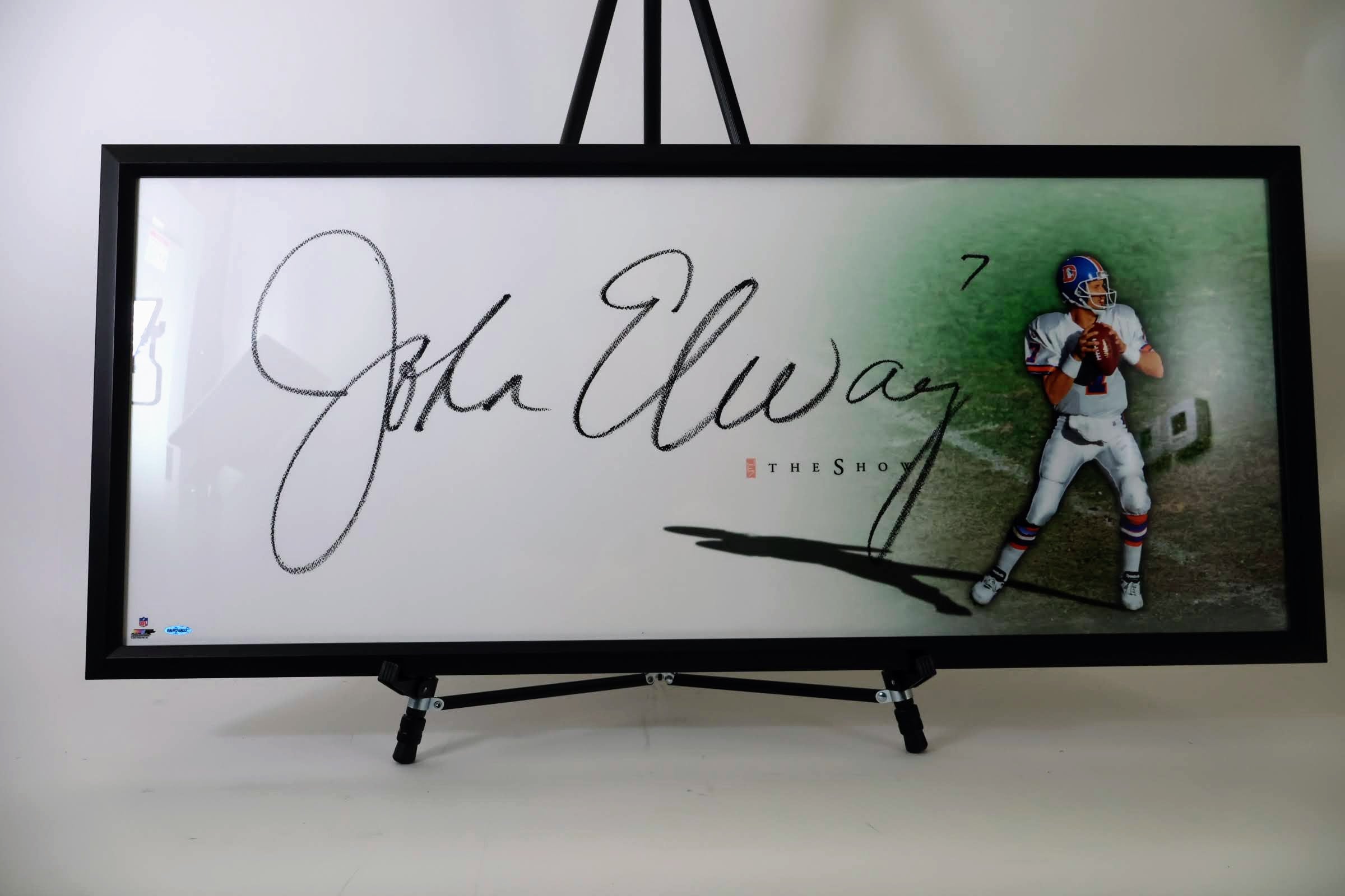 John Elway "The Show" (HUGE) Autographed 20X46 Framed Photo Denver Broncos UDA