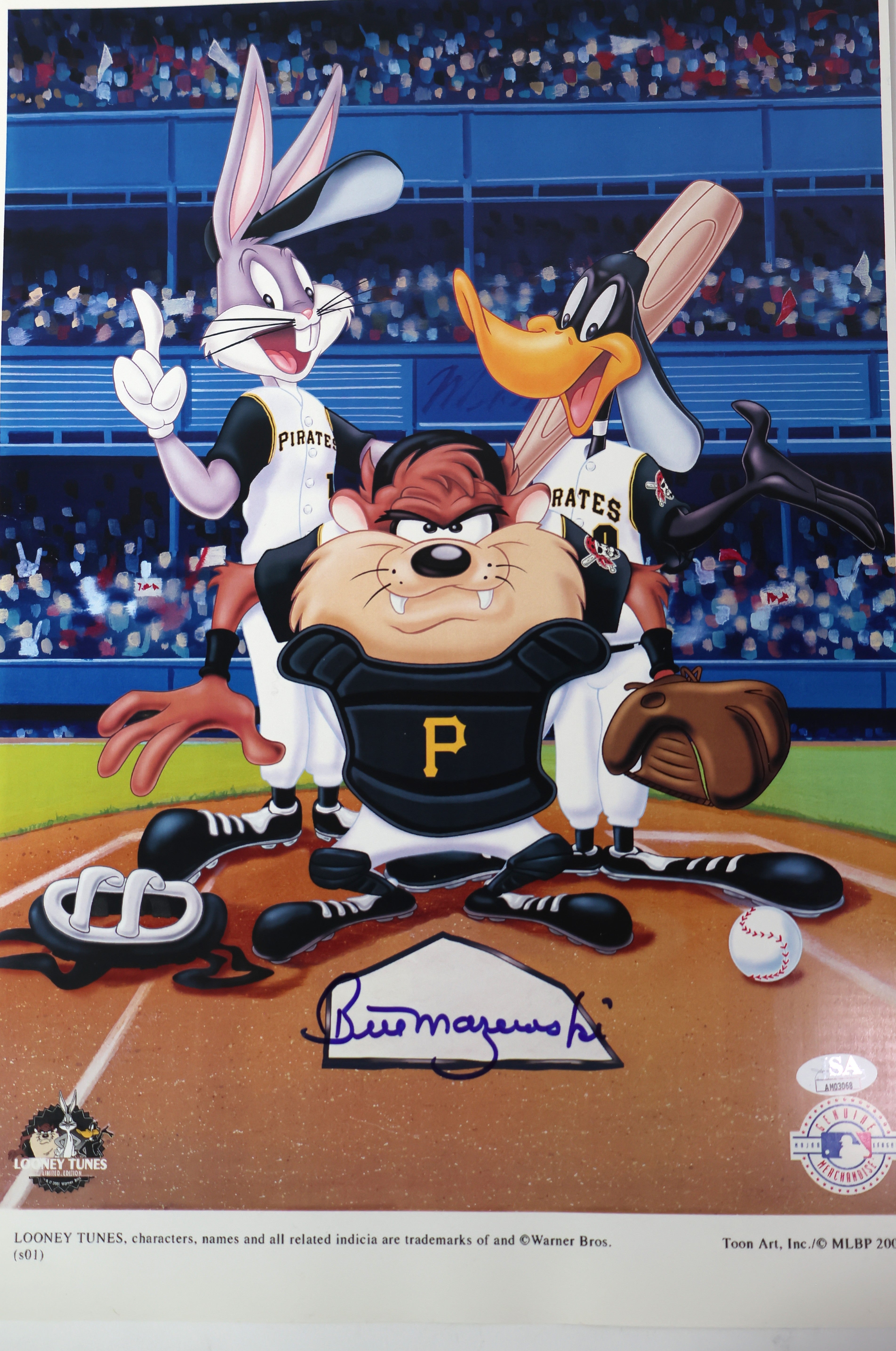 Bill Mazeroski Autographed Looney Tunes MLB Pittsburgh Pirates Print