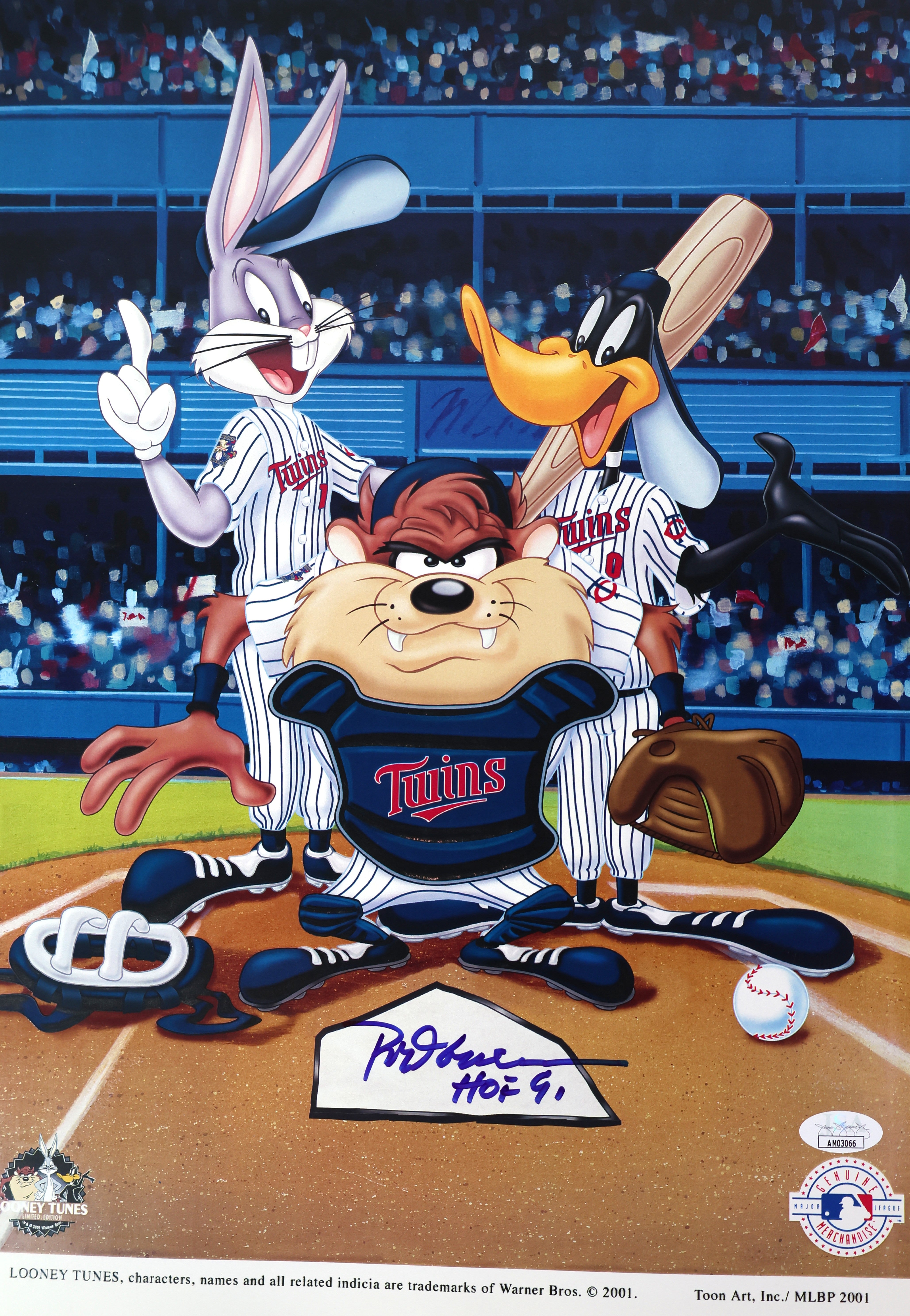 Rod Carew Autographed/Inscribed "HOF '91" Looney Tunes Print JSA COA